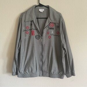 Alfred Dunner woman's fullzip jacket size 20W hounds tooth lightweight geometric